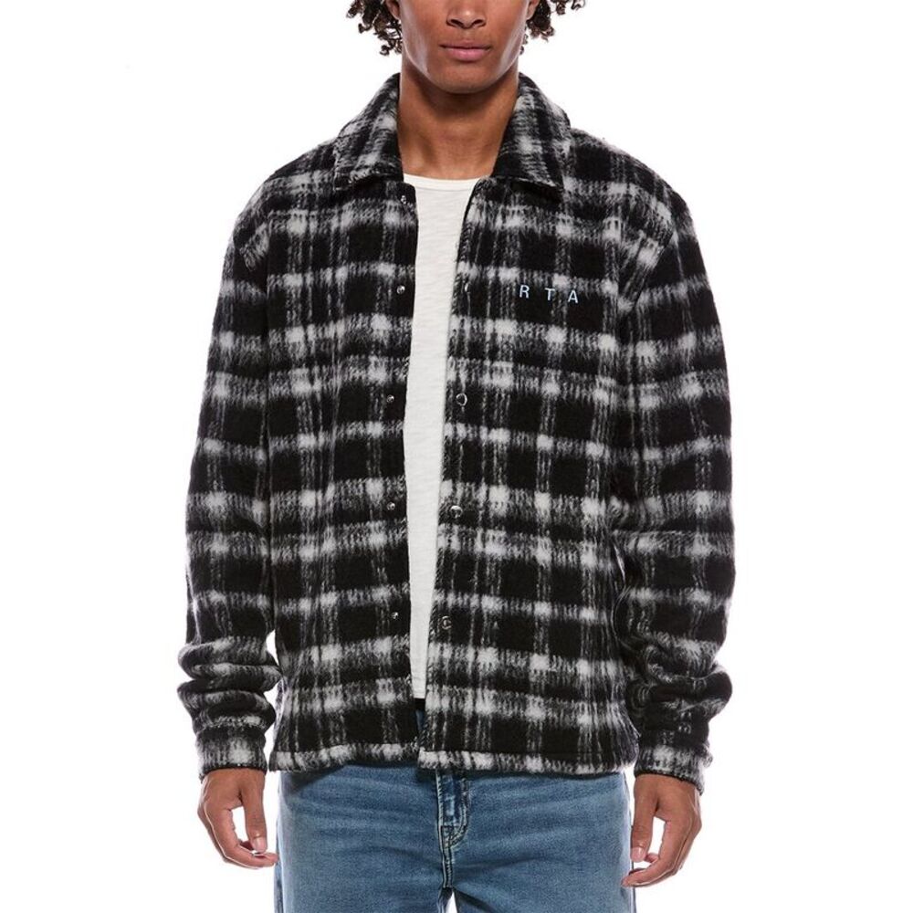 Rta Mens  Parlan Wool & Alpaca-Blend Shacket, Black